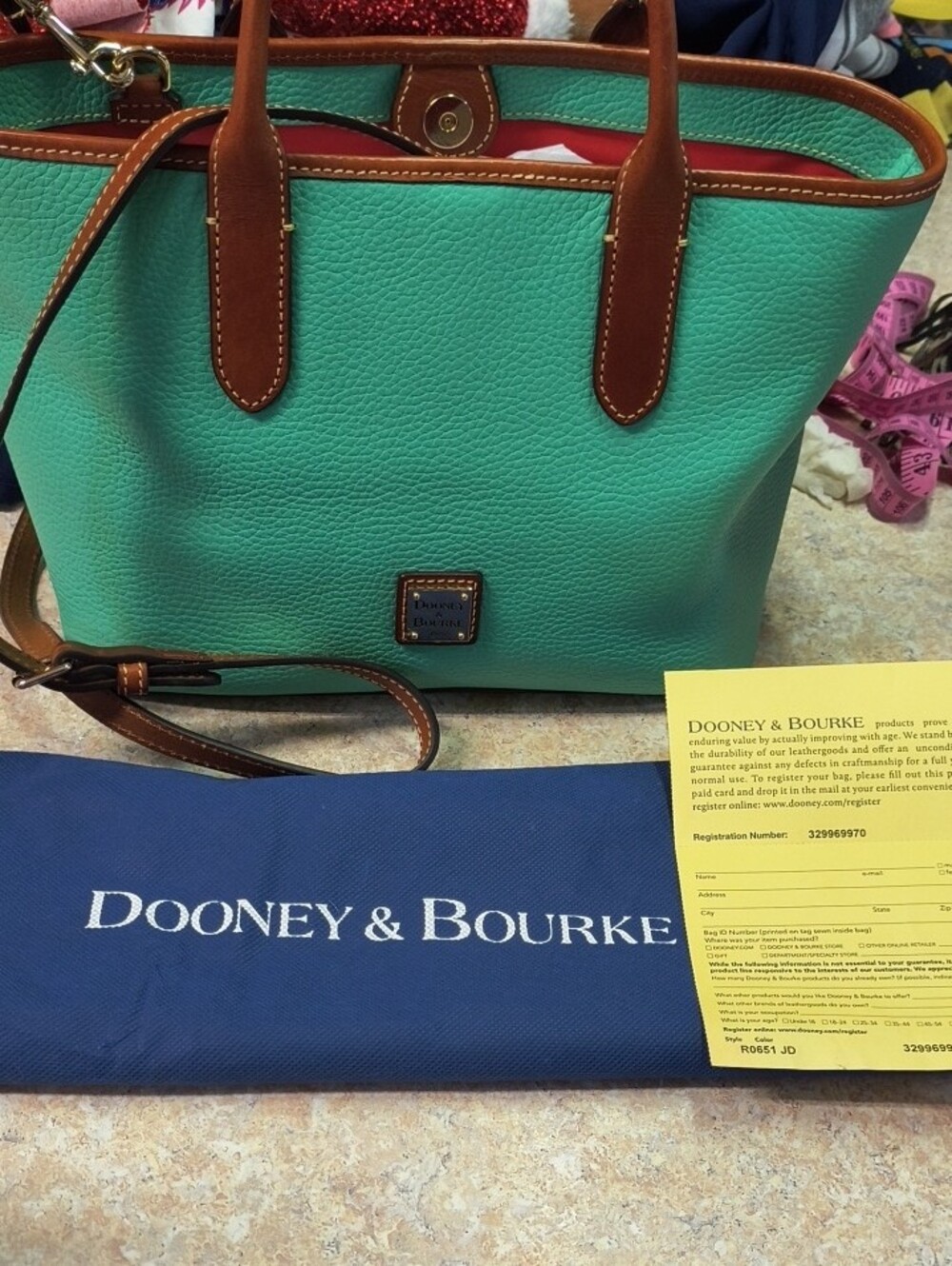 Dooney & Bourke Mint Green Pebble Leather Purse EUC.